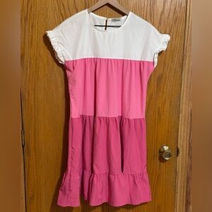 Tracies tiered pink womens dress sz large‎